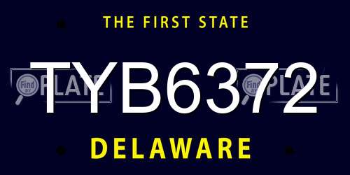 TYB6372 Delaware License Plate