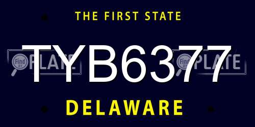 TYB6377 Delaware License Plate