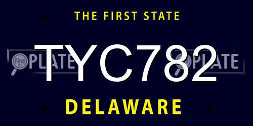 TYC782 Delaware License Plate