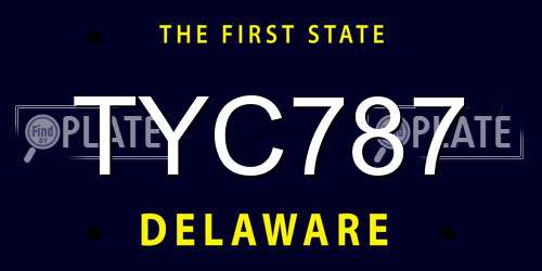 TYC787 Delaware License Plate