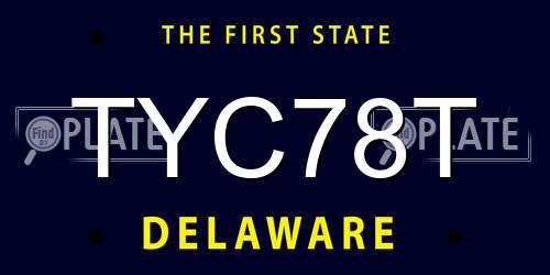 TYC78T Delaware License Plate
