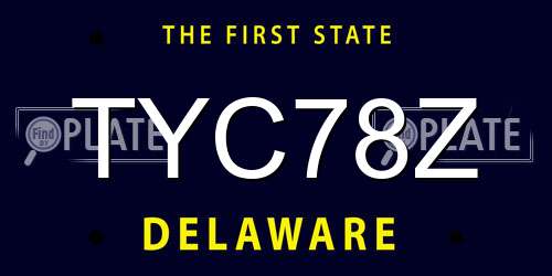 TYC78Z Delaware License Plate