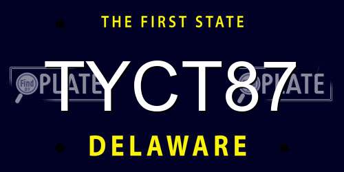 TYCT87 Delaware License Plate