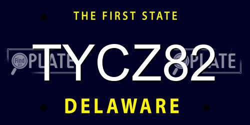 TYCZ82 Delaware License Plate