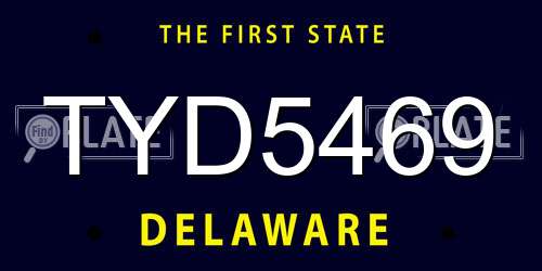 TYD5469 Delaware License Plate