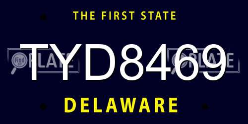 TYD8469 Delaware License Plate