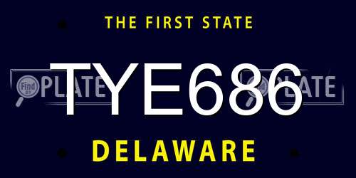 TYE686 Delaware License Plate