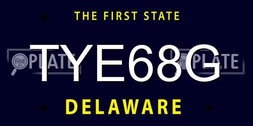 TYE68G Delaware License Plate