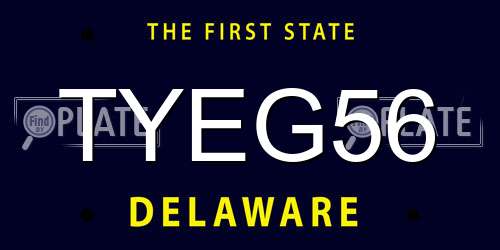 TYEG56 Delaware License Plate