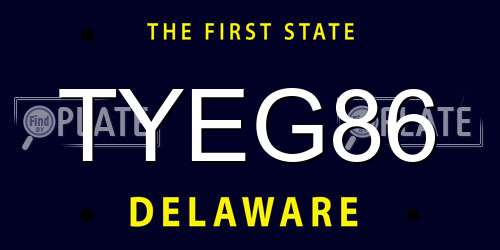 TYEG86 Delaware License Plate