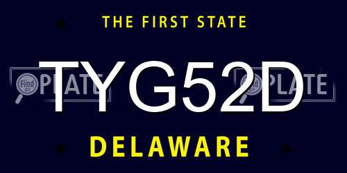 TYG52D Delaware License Plate