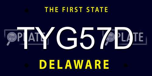 TYG57D Delaware License Plate
