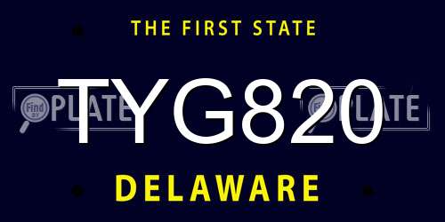 TYG820 Delaware License Plate