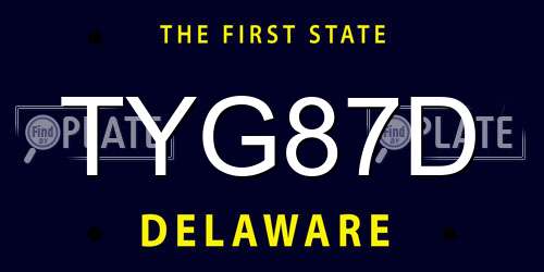 TYG87D Delaware License Plate