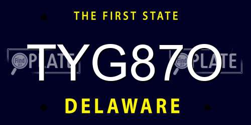 TYG87O Delaware License Plate