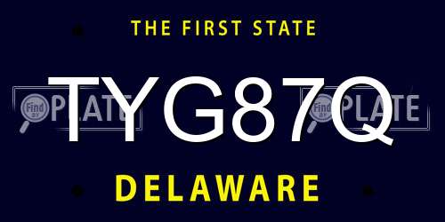 TYG87Q Delaware License Plate