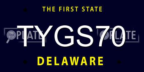 TYGS70 Delaware License Plate
