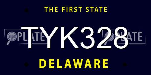 TYK328 Delaware License Plate