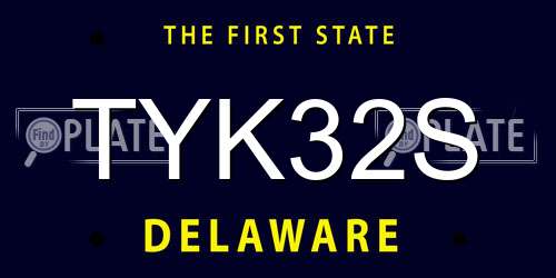TYK32S Delaware License Plate