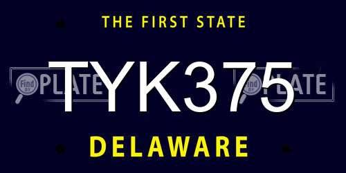 TYK375 Delaware License Plate