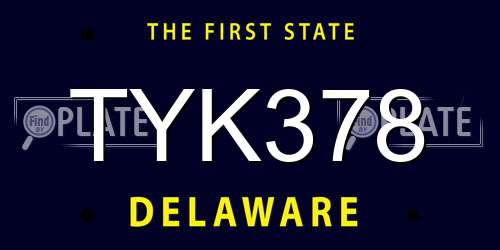 TYK378 Delaware License Plate