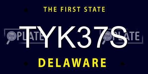 TYK37S Delaware License Plate