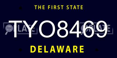 TYO8469 Delaware License Plate