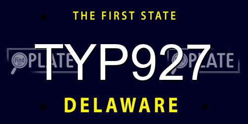TYP927 Delaware License Plate