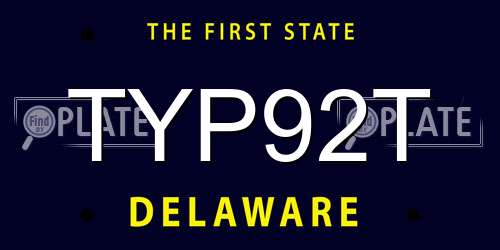 TYP92T Delaware License Plate
