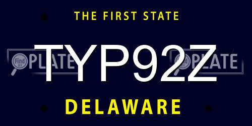 TYP92Z Delaware License Plate