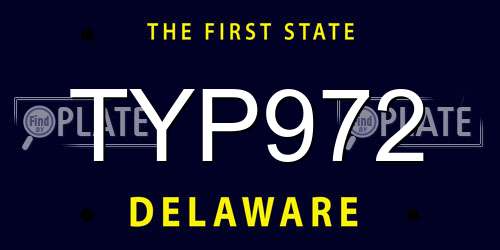 TYP972 Delaware License Plate