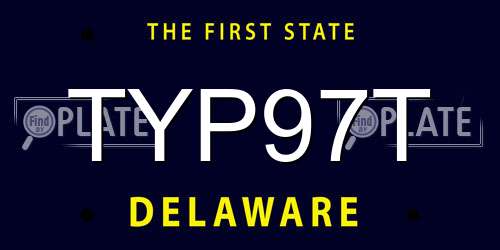 TYP97T Delaware License Plate