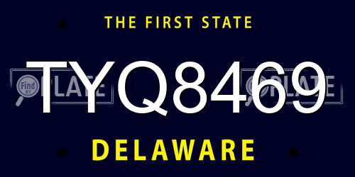 TYQ8469 Delaware License Plate