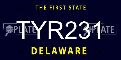 TYR231 Delaware License Plate