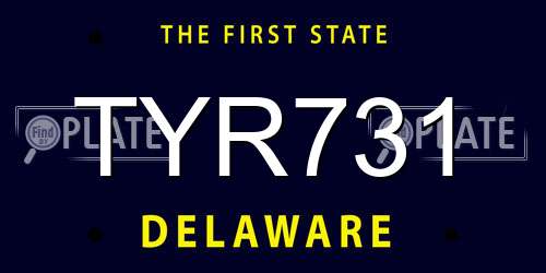 TYR731 Delaware License Plate