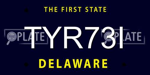 TYR73I Delaware License Plate
