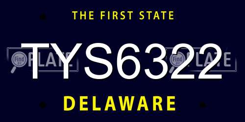 TYS6322 Delaware License Plate