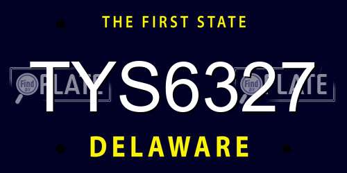 TYS6327 Delaware License Plate