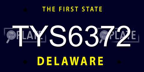 TYS6372 Delaware License Plate