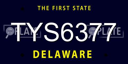 TYS6377 Delaware License Plate