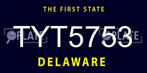 TYT5753 Delaware License Plate