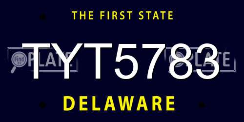 TYT5783 Delaware License Plate