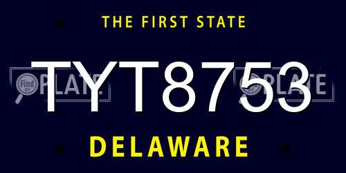 TYT8753 Delaware License Plate