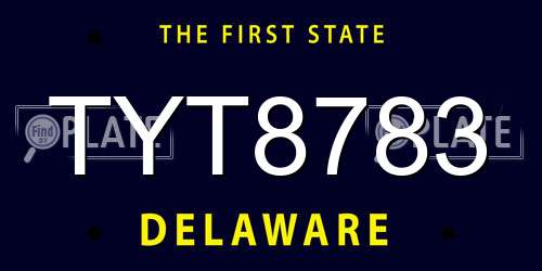 TYT8783 Delaware License Plate