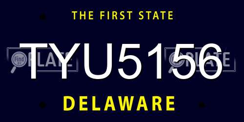 TYU5156 Delaware License Plate