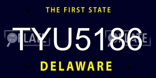 TYU5186 Delaware License Plate