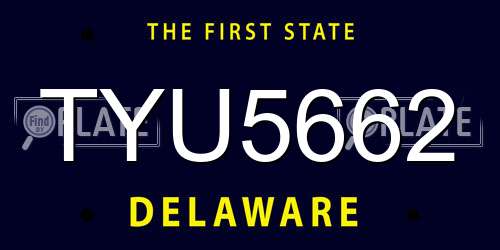 TYU5662 Delaware License Plate