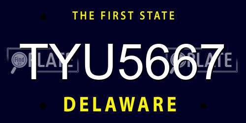 TYU5667 Delaware License Plate