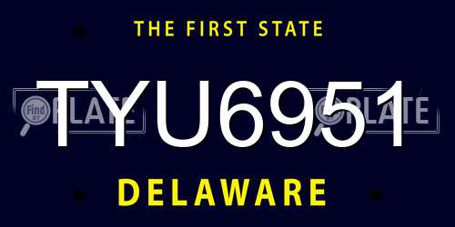 TYU6951 Delaware License Plate