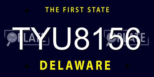 TYU8156 Delaware License Plate